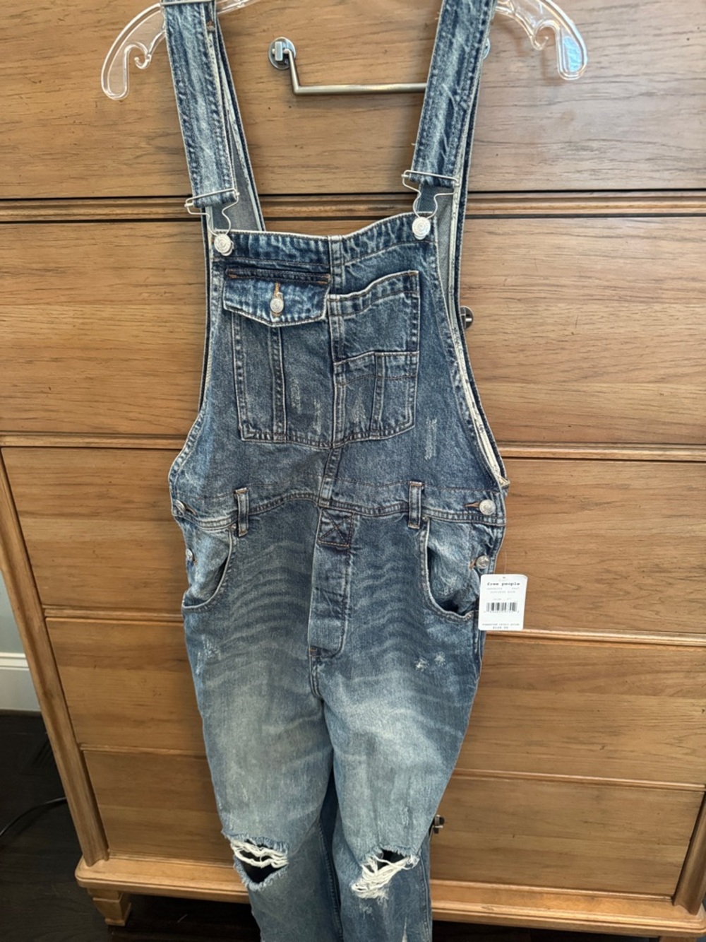 Free People blue denim overalls